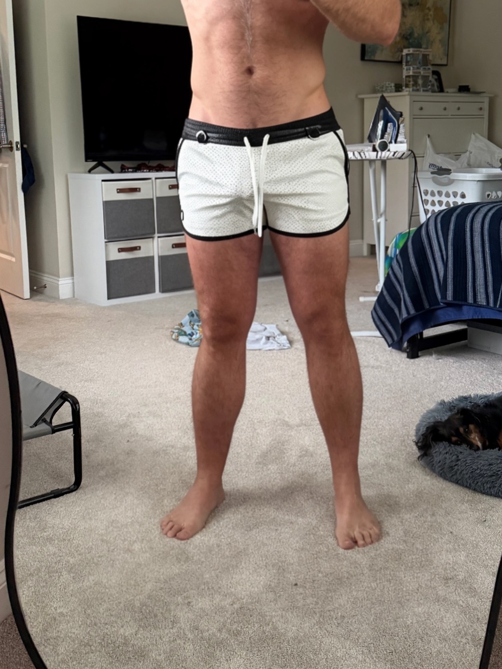 Men’s Breedwell faux white leather shorts XL
